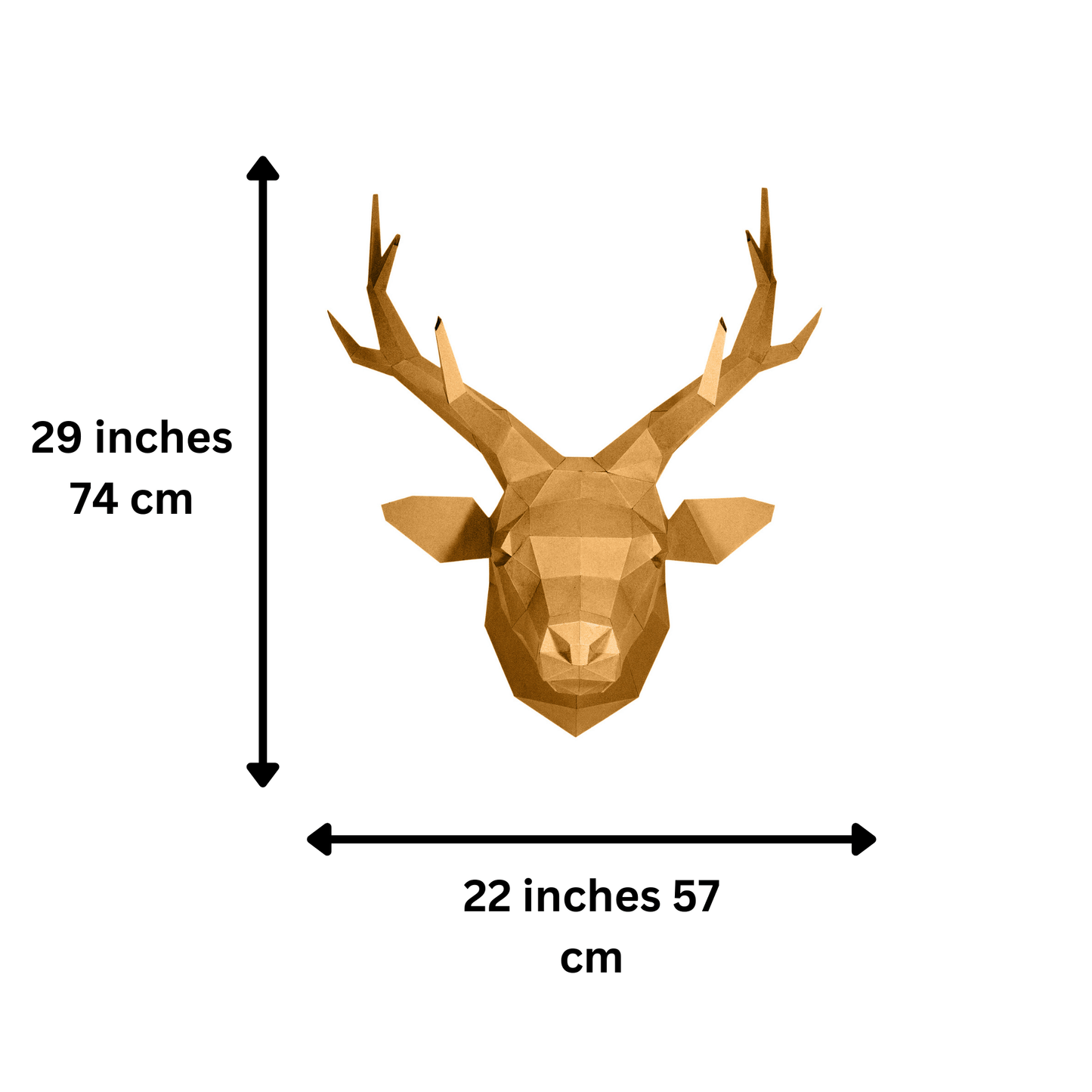 Gold Deer Head PaperCraft Origami Wall Art