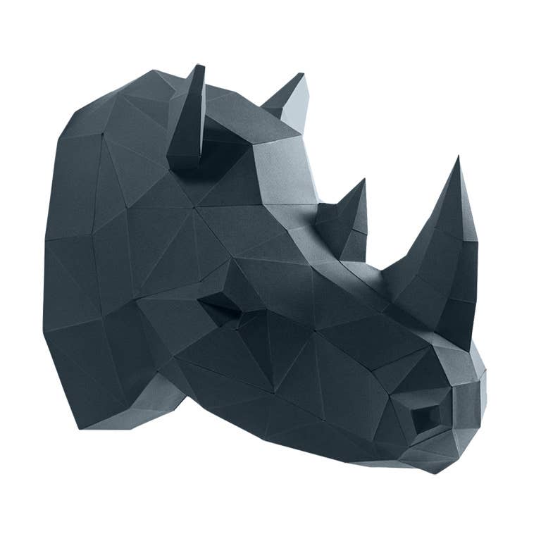 Rhino Head PaperCraft Origami Wall Art, 3D Paper Wall Art