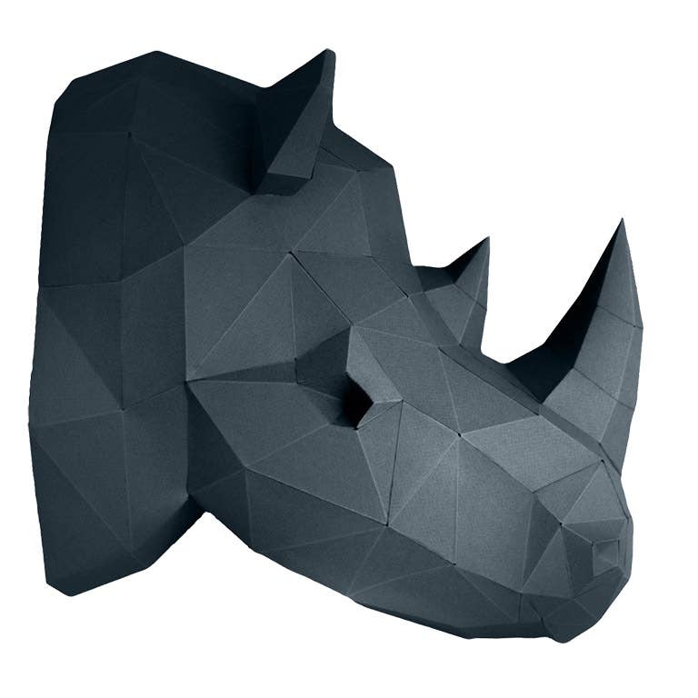 Rhino Head PaperCraft Origami Wall Art, 3D Paper Wall Art