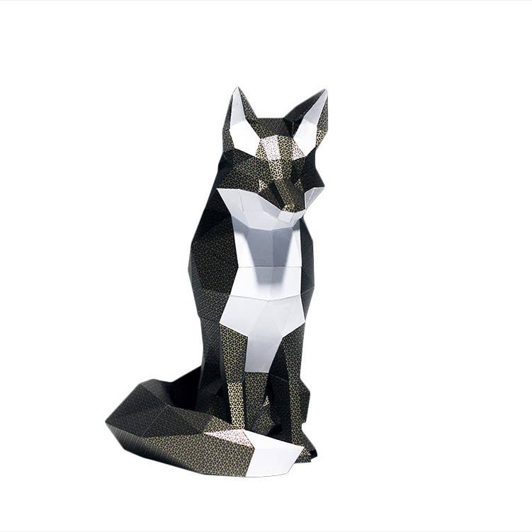 3D Black Fox PaperCraft Origami Model
