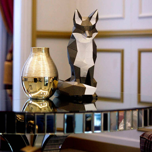 3D Black Fox PaperCraft Origami Model
