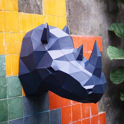 Rhino Head PaperCraft Origami Wall Art, 3D Paper Wall Art