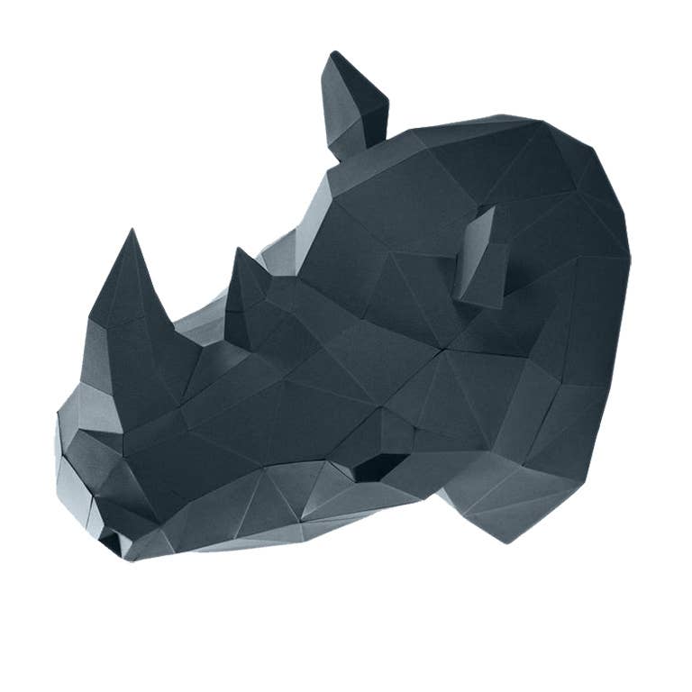 Rhino Head PaperCraft Origami Wall Art, 3D Paper Wall Art