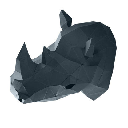 Rhino Head PaperCraft Origami Wall Art, 3D Paper Wall Art