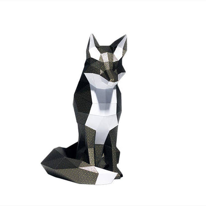 3D Black Fox PaperCraft Origami Model