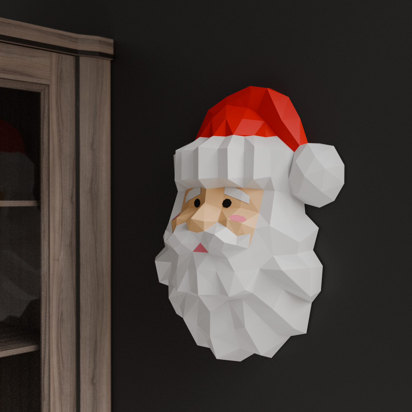 3D PaperCraft Santa Wall Art Origami Decor