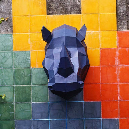 Rhino Head PaperCraft Origami Wall Art, 3D Paper Wall Art