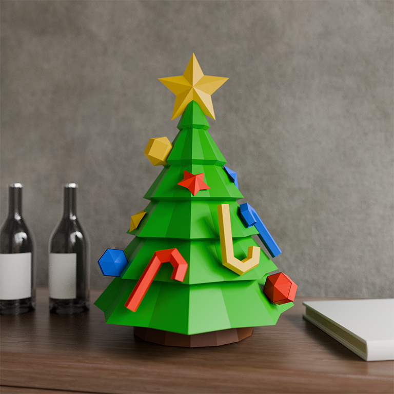 3D PaperCraft Christmas Tree Origami Model