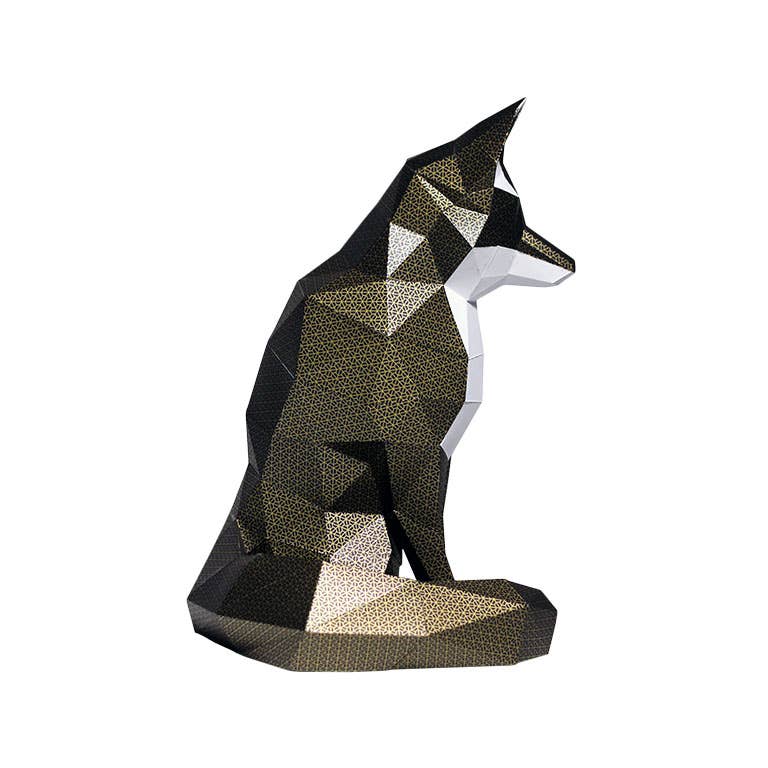 3D Black Fox PaperCraft Origami Model